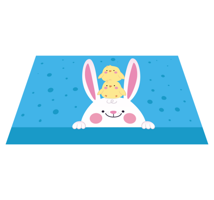 Happy bunny with chicks kids vinyl rug - TenStickers