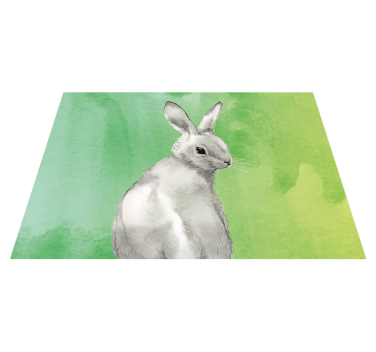 Rabbit on green background  animal rug - TenStickers