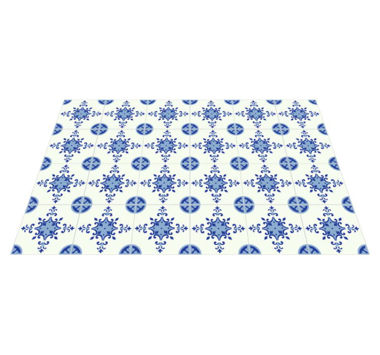 Azure Blossom Arrangement tile vinyl rug - TenStickers