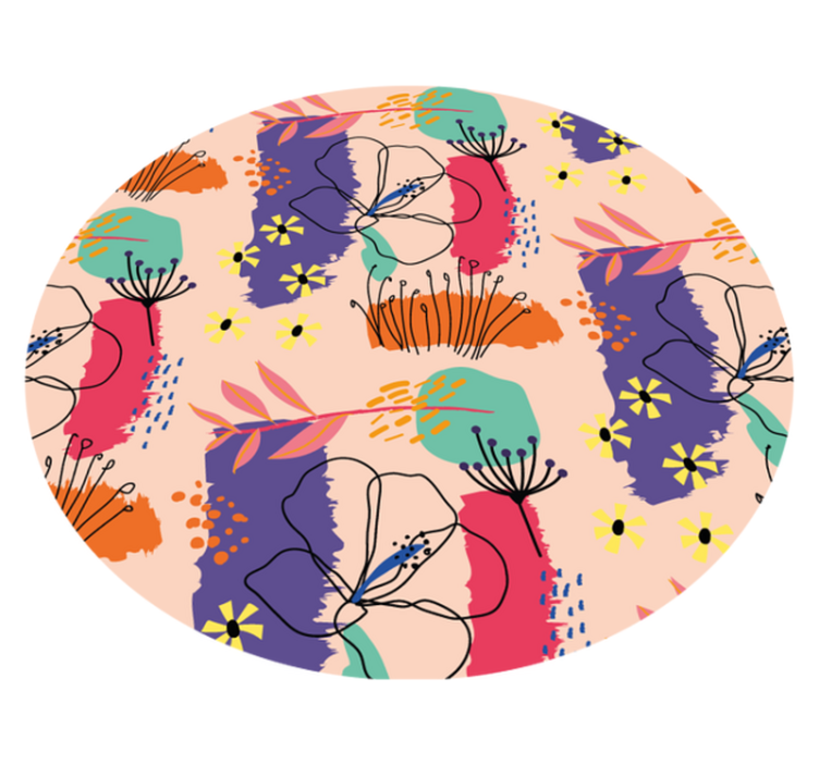 Hand painted abstract flowers floral rug - TenStickers