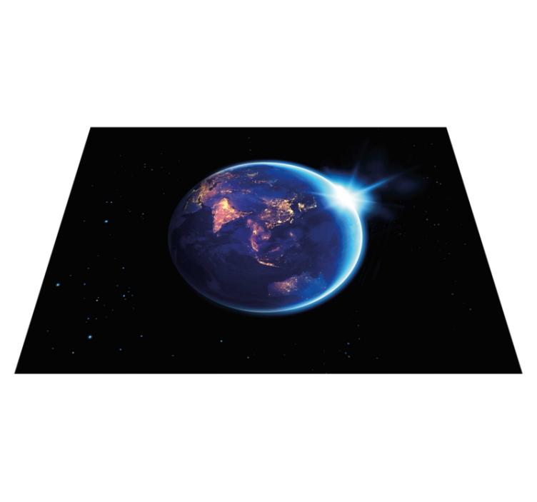 Earth surrounded by blue light living room rug - TenStickers