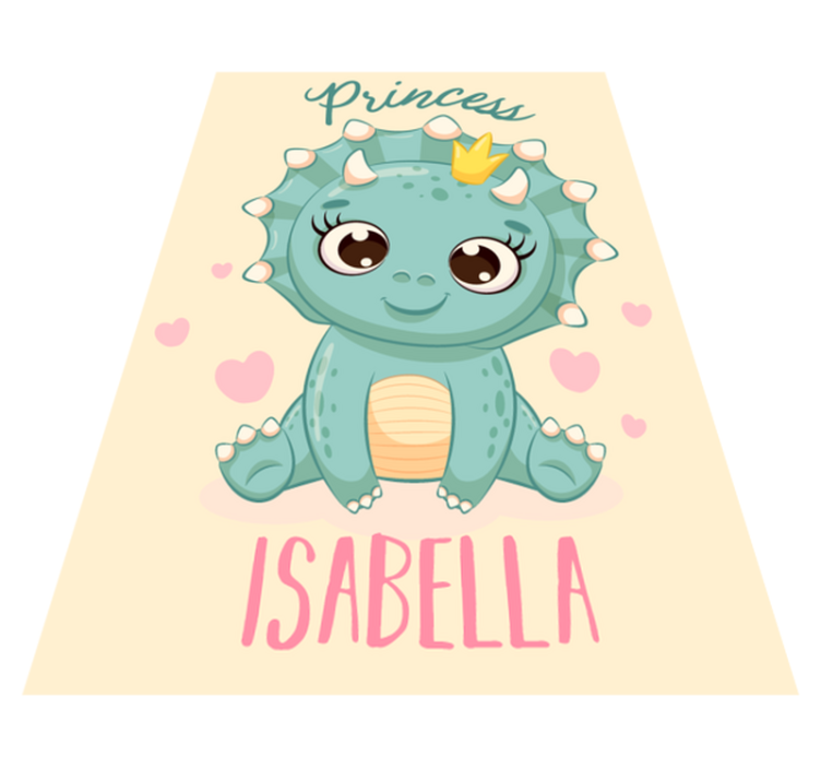 Dinosaur princess with name kids vinyl rug - TenStickers