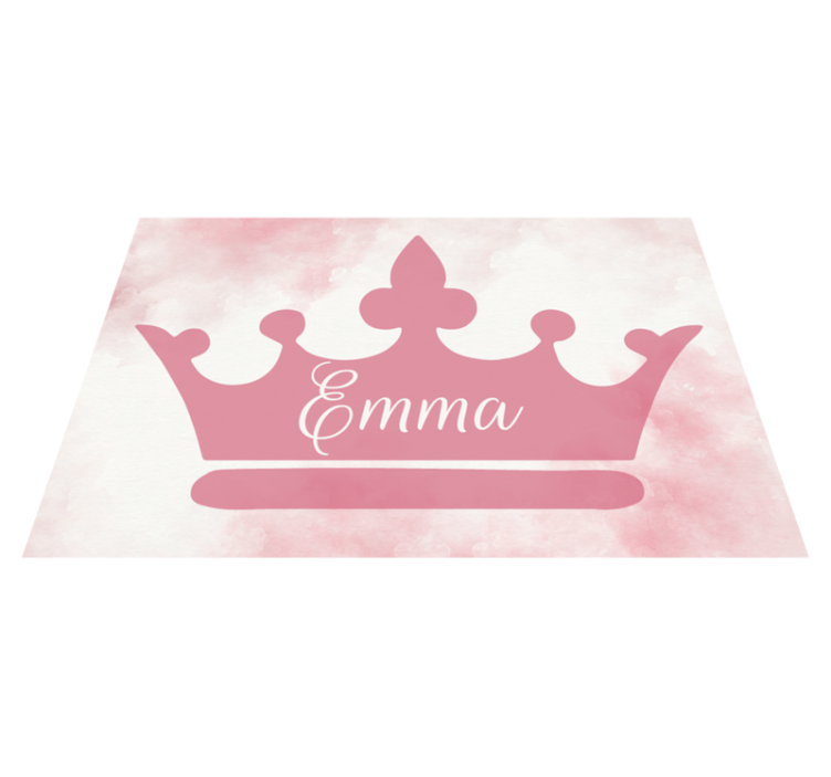 Pink crown with name kids vinyl rug - TenStickers