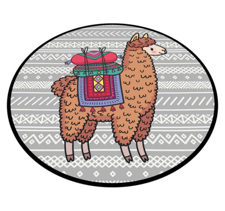Llama with Saddle kids vinyl rug - TenStickers