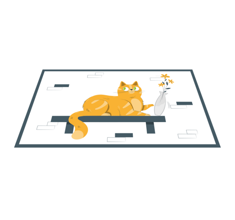 Playful Cat Scene kids vinyl rug - TenStickers