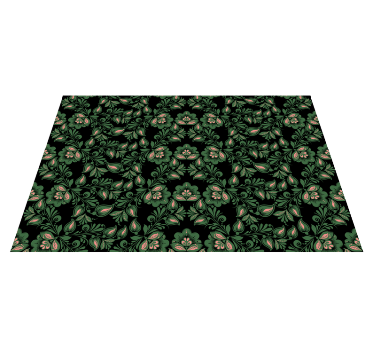 Botanical Greenery Motif floral vinyl rug - TenStickers