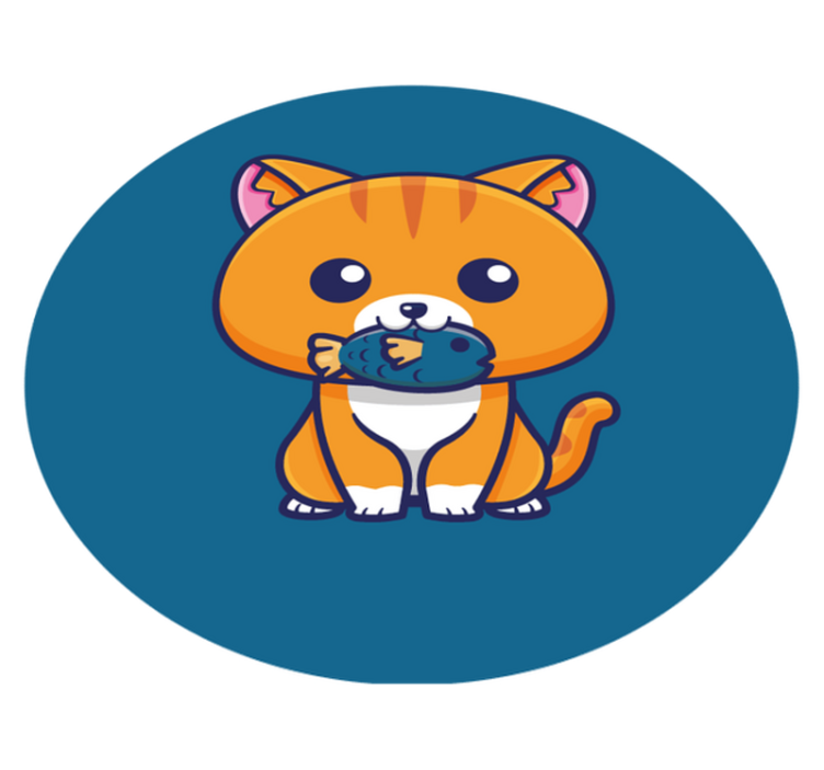 Cartoon Feline Circle animal vinyl rug - TenStickers