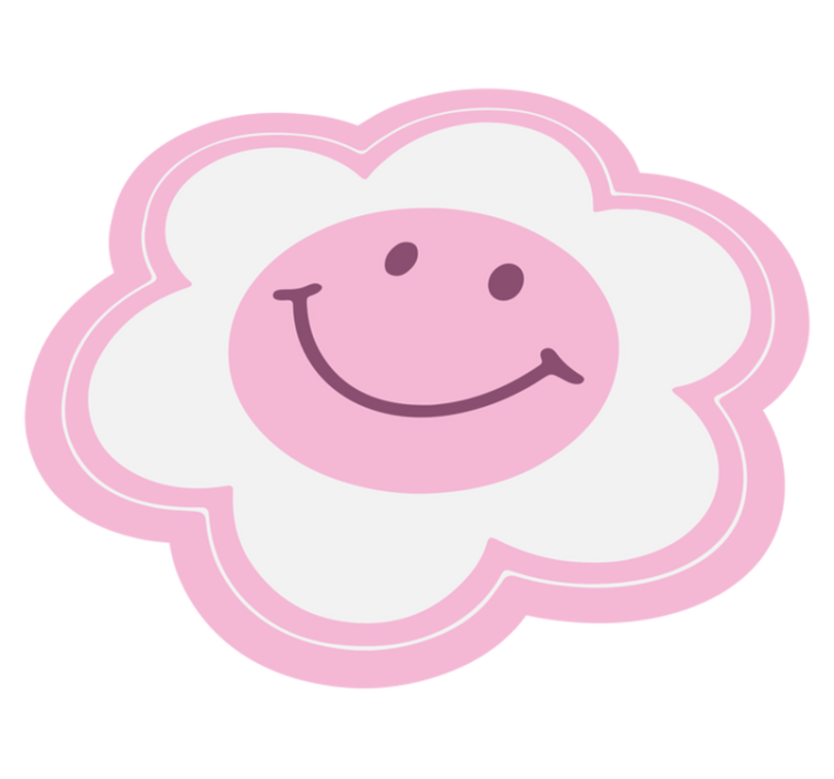 Flower pink and white smiley face bedroom rug - TenStickers