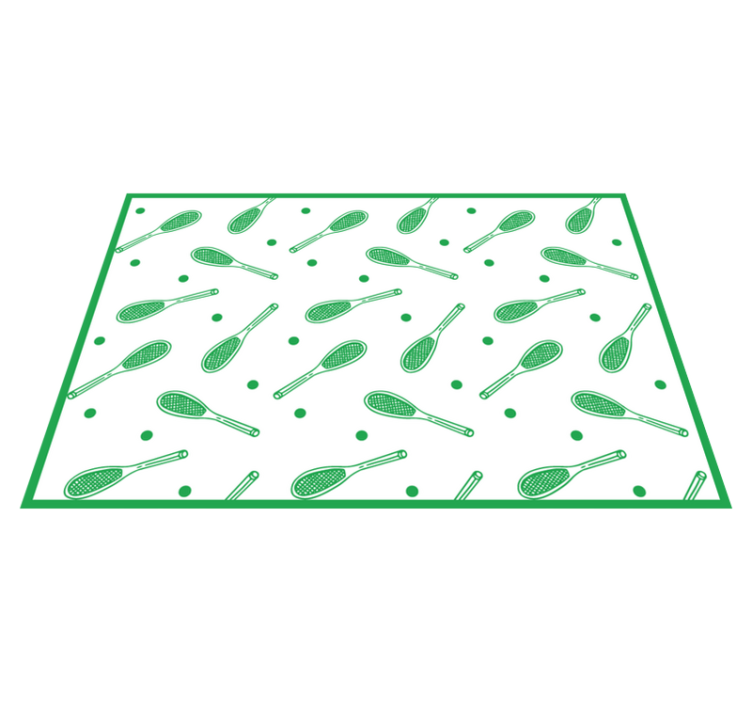 Green and white tennis pattern rectangular rug - TenStickers