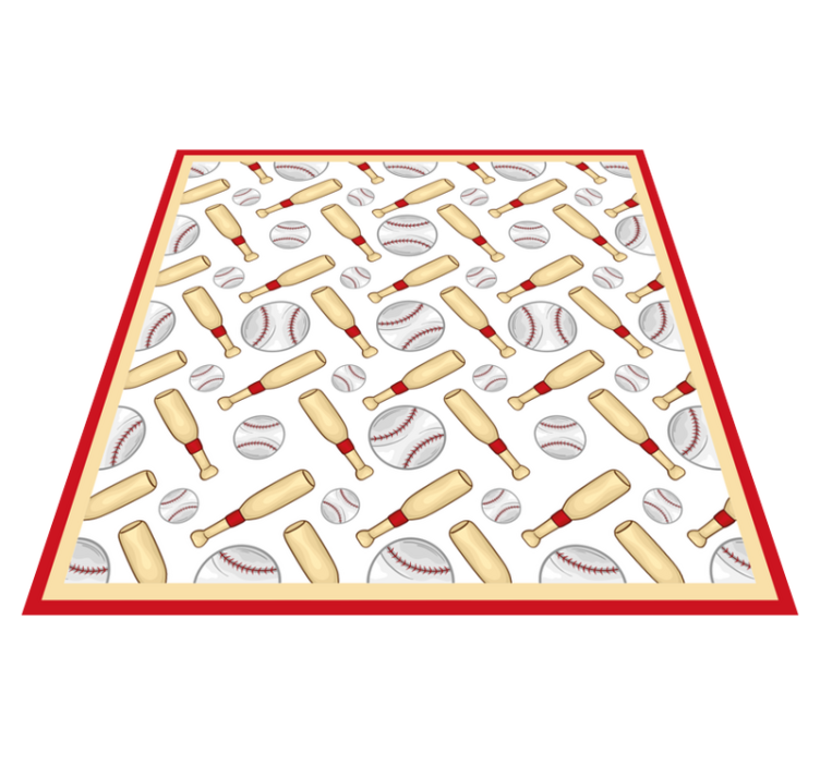 Baseball bats and balls square vinyl rug - TenStickers