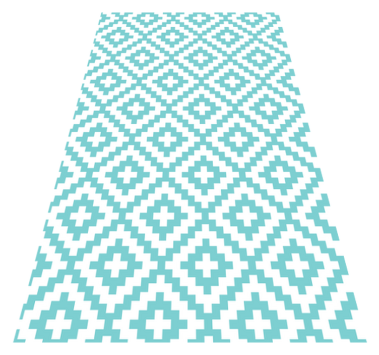 Turquoise Pattern geometric vinyl rug - TenStickers