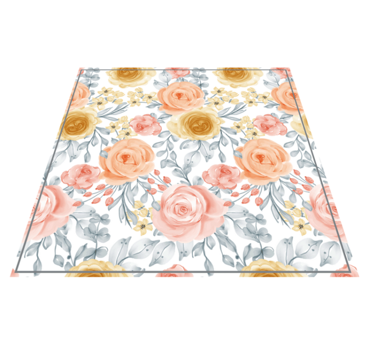 Floral pink shades floral vinyl rug - TenStickers