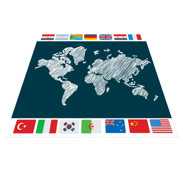 World map vinyl rug global map artwork - TenStickers