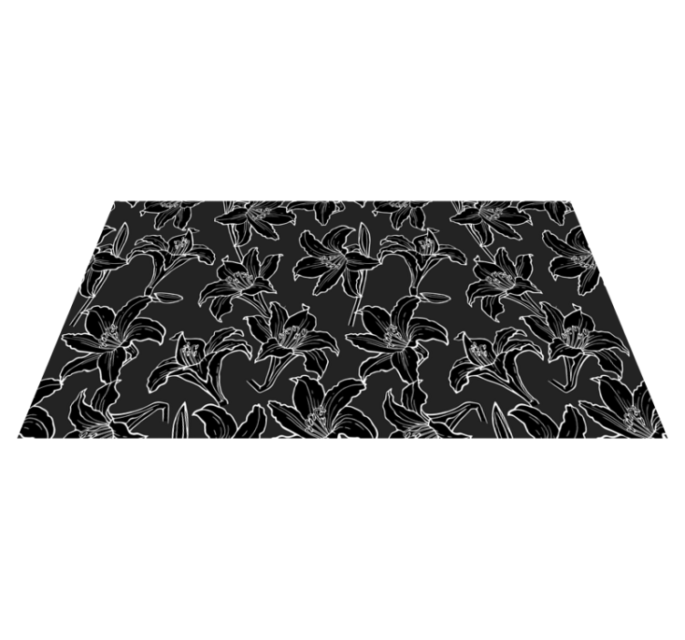 Black Flower Composition floral vinyl rug - TenStickers