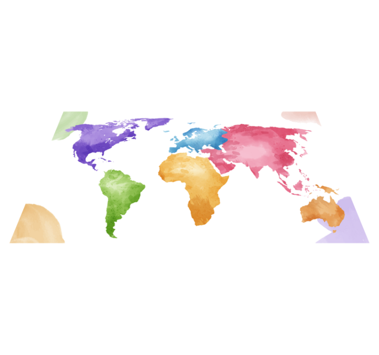 Colorful continents world map vinyl rug - TenStickers