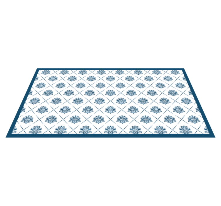 Floral blue motif bathroom vinyl rug - TenStickers