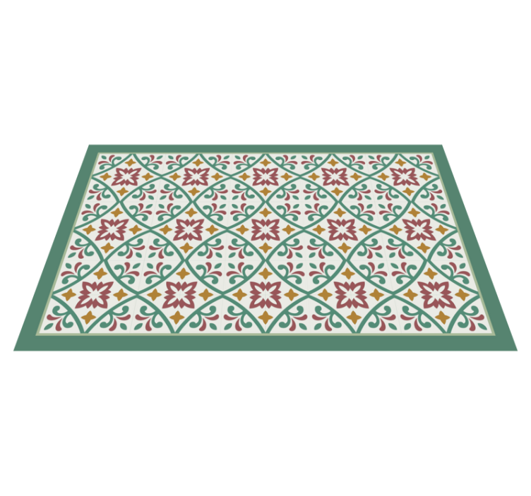Yellow red and green classic flower tile carpet - TenStickers