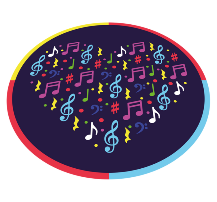 Musical Note Heart teen vinyl rug - TenStickers