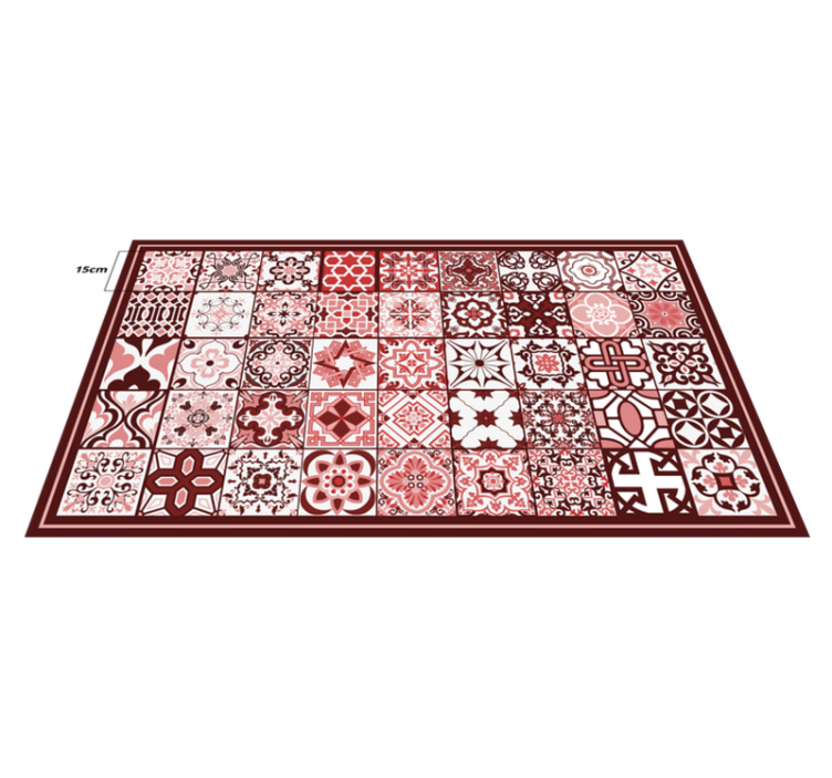 Red Mosaic Pattern tile vinyl rug - TenStickers