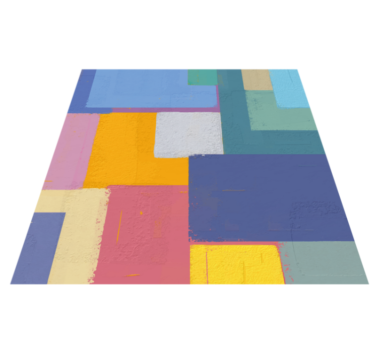 Geometric vinyl rug in vibrant abstract cubes - TenStickers