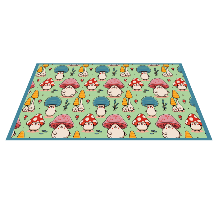Cute Mushroom Characters kids vinyl rug - TenStickers