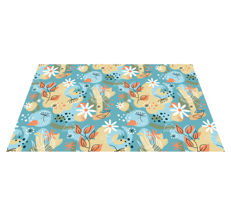 Floral abstract patterns floral vinyl rug - TenStickers