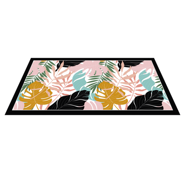 Tropical Leaf Palette nature vinyl rug - TenStickers