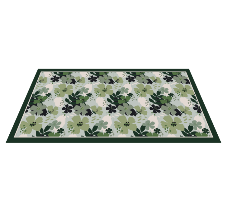 Floral vinyl rug in floral patterned green - TenStickers