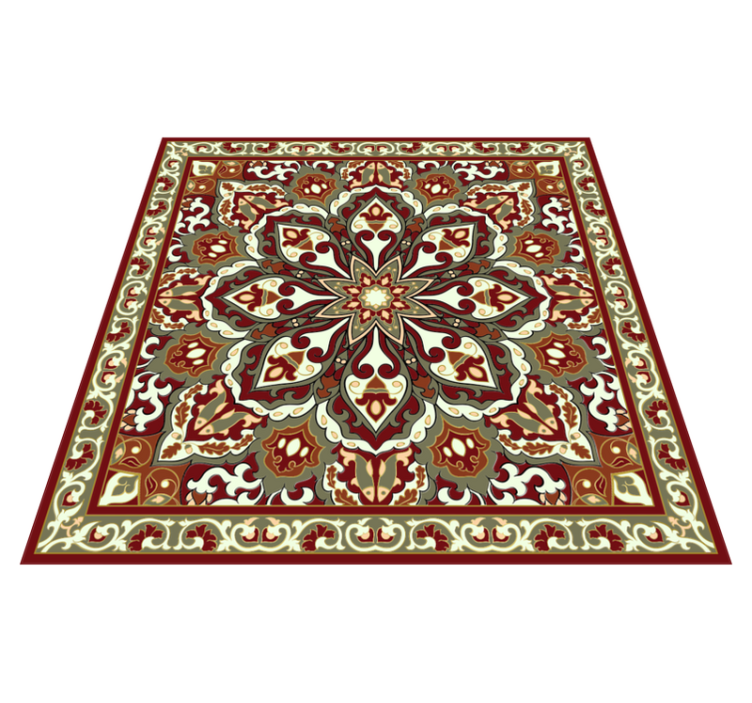 Detailed Floral Motif mosaic vinyl rug - TenStickers