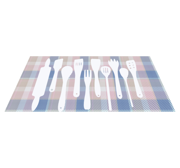 Cooking Utensil Silhouettes kitchen vinyl rug - TenStickers