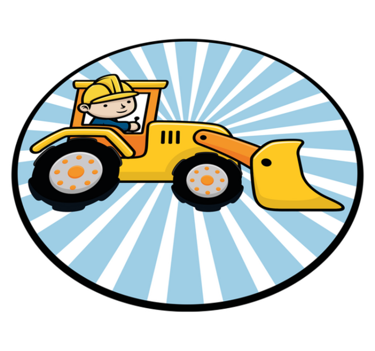 Fun construction vehicle kids vinyl rug - TenStickers
