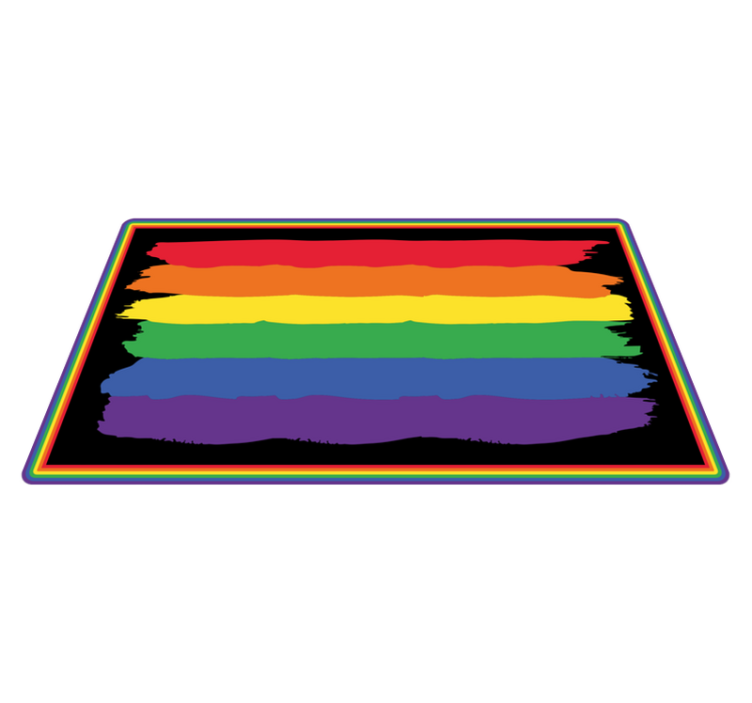 Colorful Rainbow Stripes striped vinyl rug - TenStickers