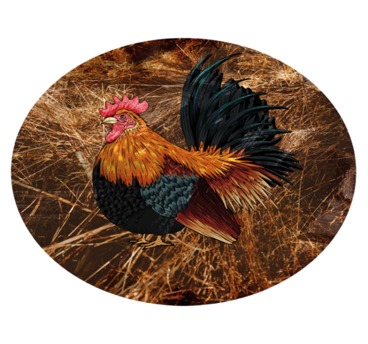 Animal print vinyl rug colorful rooster design - TenStickers