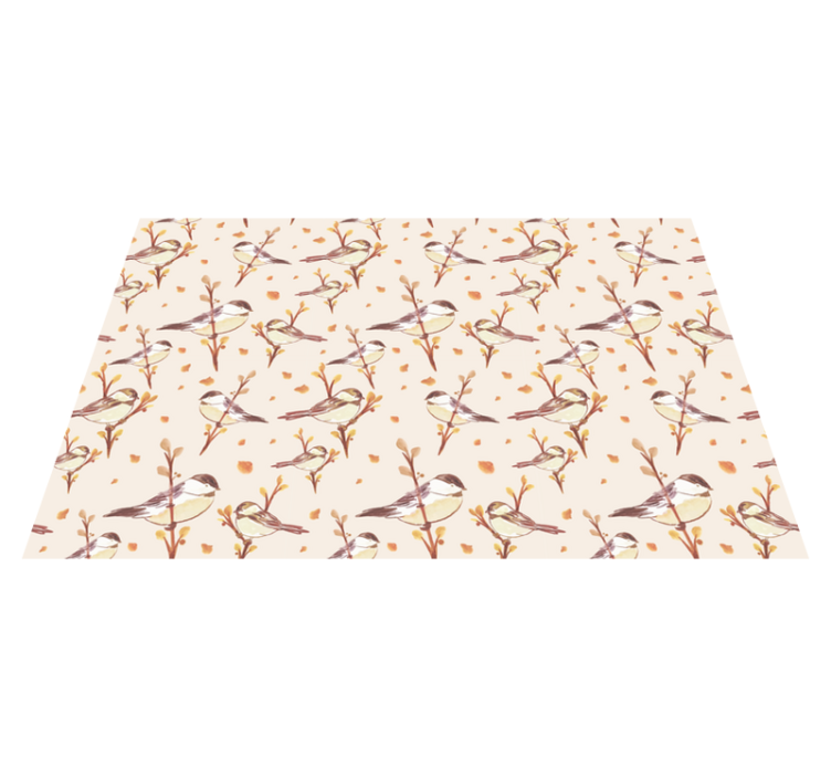 Enchanting Bird Motifs floral vinyl rug - TenStickers