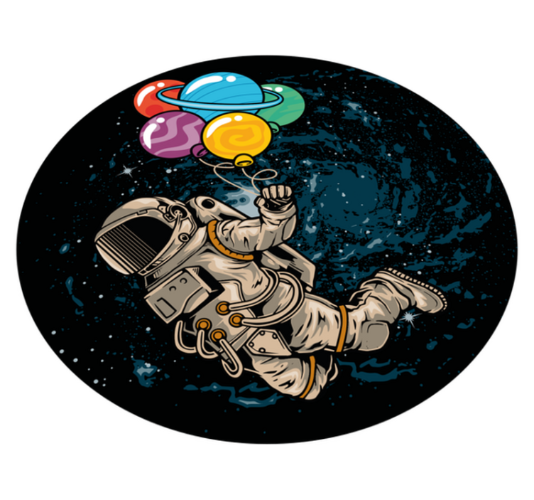 Astronaut with balloons kids vinyl rug - TenStickers