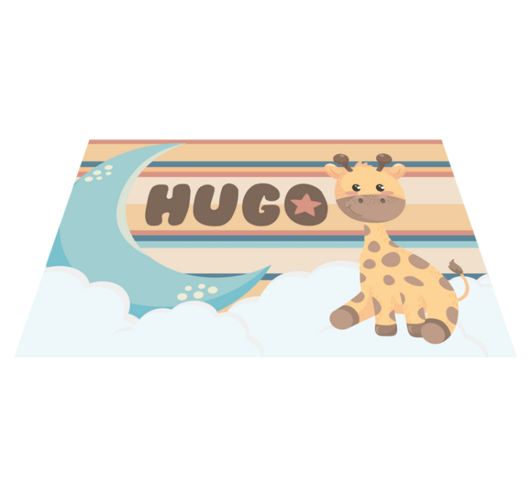 Cute giraffe for boy with name baby play mat - TenStickers