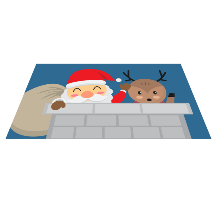 Cheerful Santa Scene Christmas vinyl rug - TenStickers
