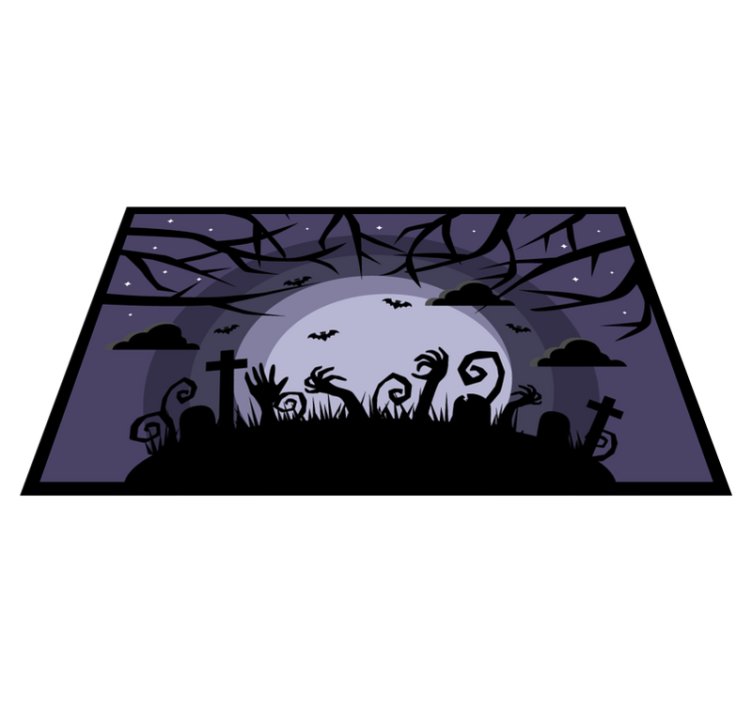 Spooky Graveyard Scene halloween vinyl rug - TenStickers