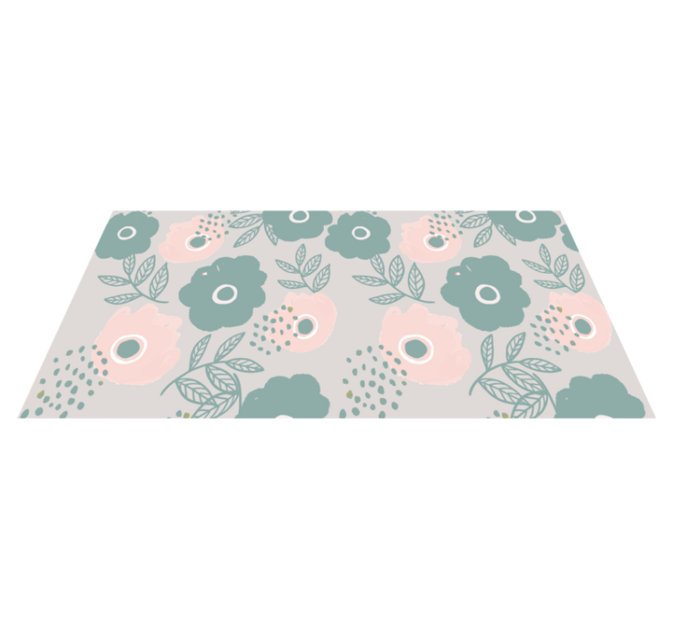 Floral leaf element floral vinyl rug - TenStickers