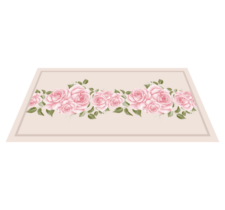 PINK ROSE BORDER floral vinyl rug - TenStickers