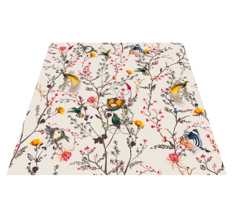 Botanical Bird Pattern floral rug - TenStickers