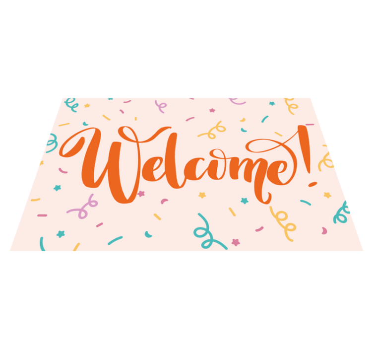 Colorful Welcome Script entrance hall vinyl rug - TenStickers