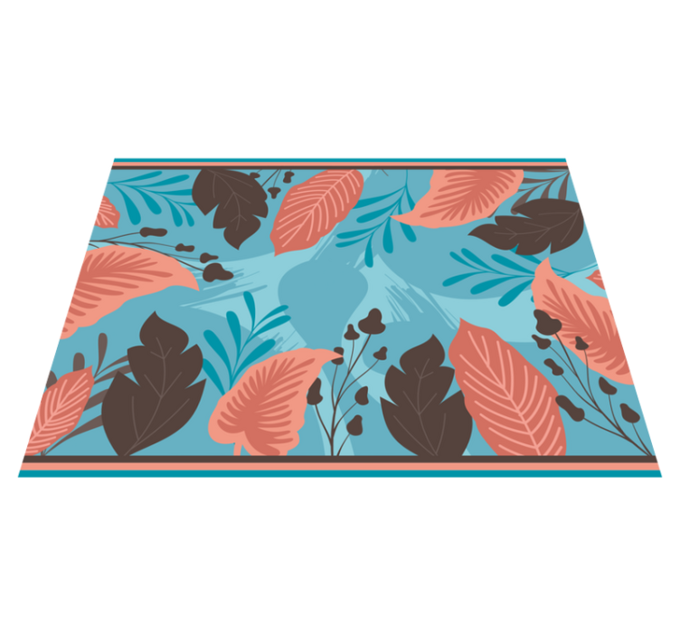 Tropical leaves pastel wall art living room rug - TenStickers