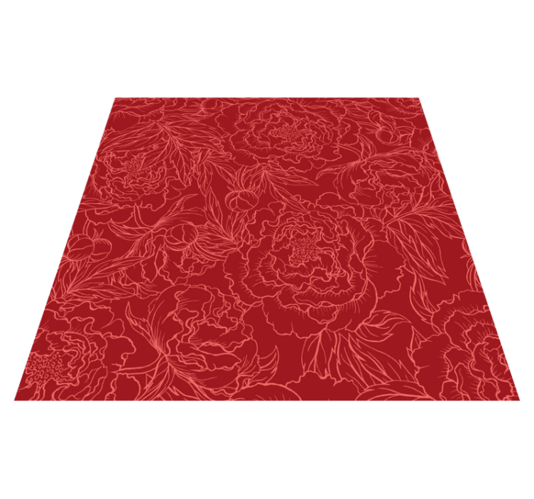 Floral Red Pattern floral vinyl rug - TenStickers