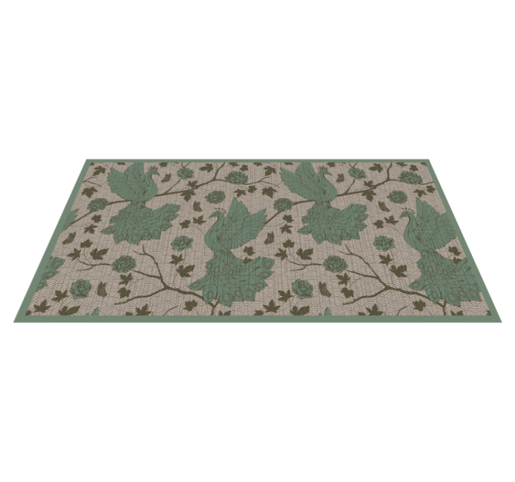 Green Fauna Motif floral rug - TenStickers