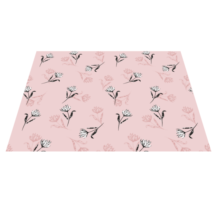 Floral Pink Background floral vinyl rug - TenStickers