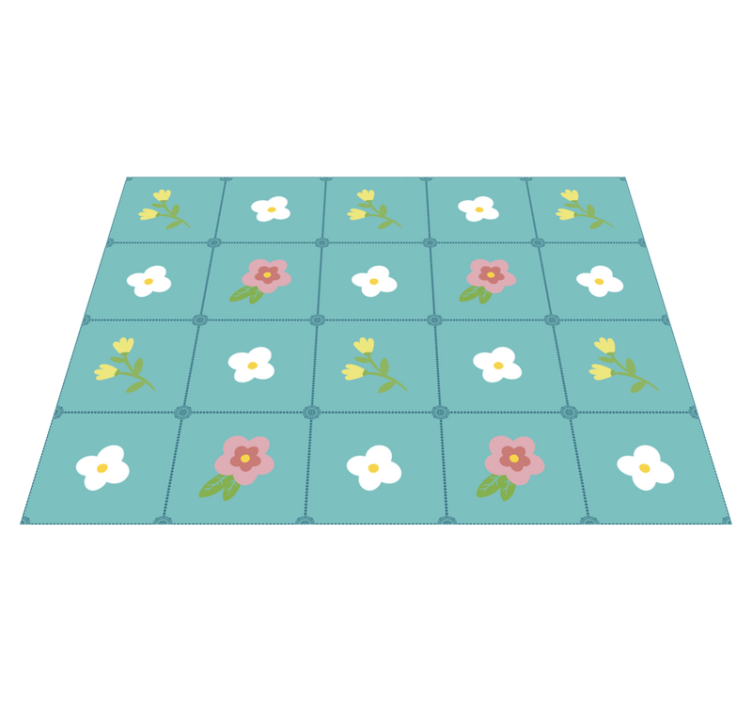 Floral Tile Pattern floral rug - TenStickers