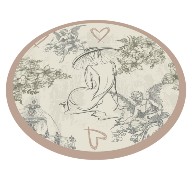 Circular Angelic Floral Motif vintage rug - TenStickers