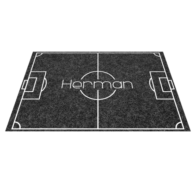 Football pitch with name game vinyl rug - TenStickers
