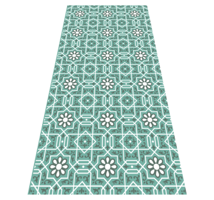green floral tiles kitchen mat - TenStickers